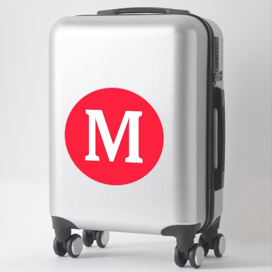 Monogram Initiaal Rood wit Vet Aangepaste naam Koe Sticker (Koffer)