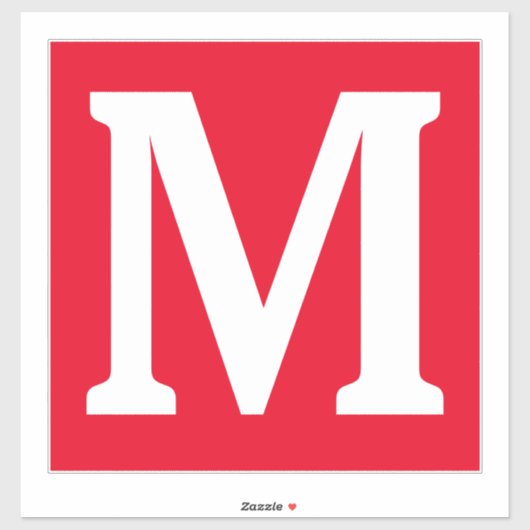 Monogram Initiaal Rood Witte Vetgedrukte Aangepast Sticker (Vel)