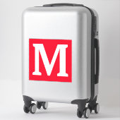 Monogram Initiaal Rood Witte Vetgedrukte Aangepast Sticker (Koffer)