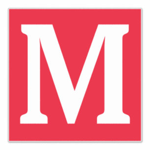 Monogram Initiaal Rood Witte Vetgedrukte Aangepast Sticker