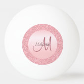 Monogram Initiaal Roos Glitter Kijk Wit Pingpongbal (Voorkant)