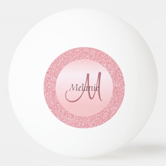 Monogram Initiaal Roos Glitter Kijk Wit Pingpongbal (Voorkant)