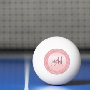 Monogram Initiaal Roos Glitter Kijk Wit Pingpongbal