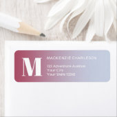 Monogram Initiaal Roze Blauw Gradiënt Retouradres Etiket (Insitu)