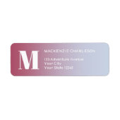 Monogram Initiaal Roze Blauw Gradiënt Retouradres Etiket (Voorkant)