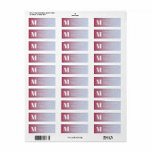 Monogram Initiaal Roze Blauw Gradiënt Retouradres Etiket (Full Sheet)