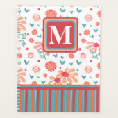 Monogram Initiaal  roze bloemmotief Planner (Voorkant)
