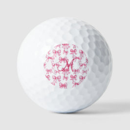 Monogram Initiaal Roze Bow Coquette Esthetische Gi Golfballen