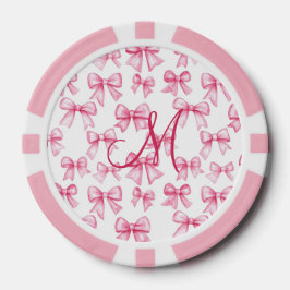 Monogram Initiaal Roze Bow Coquette Esthetische Gi Poker Chips
