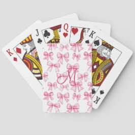 Monogram Initiaal Roze Bow Coquette Esthetische Gi Pokerkaarten
