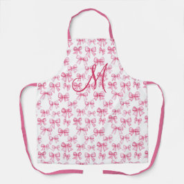 Monogram Initiaal Roze Bow Coquette Esthetische Gi Schort
