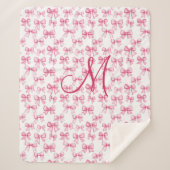 Monogram Initiaal Roze Bow Coquette Esthetische Me Sherpa Deken (Voorkant)