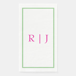 Monogram Initiaal Roze En Groene Salie Groene Trou Servet