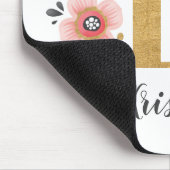 Monogram Initiaal Roze Floral Muismat (Hoek)