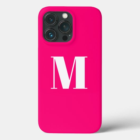 Monogram initiaal roze fuchsia white aanpassen Case-Mate iPhone case (Achterkant)