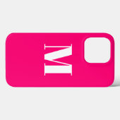 Monogram initiaal roze fuchsia white aanpassen Case-Mate iPhone case (Achterkant (horizontaal))