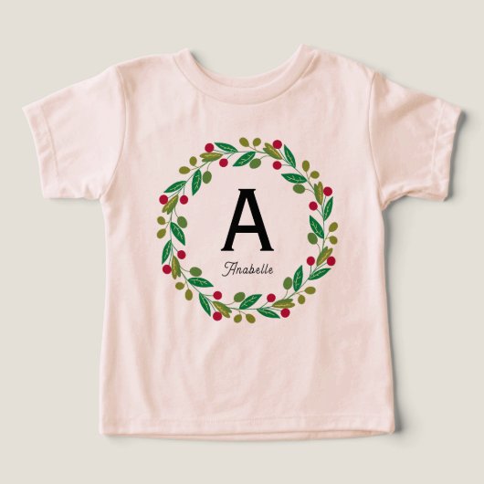 Monogram initiaal - Roze Kerstkrans (Design voorkant)