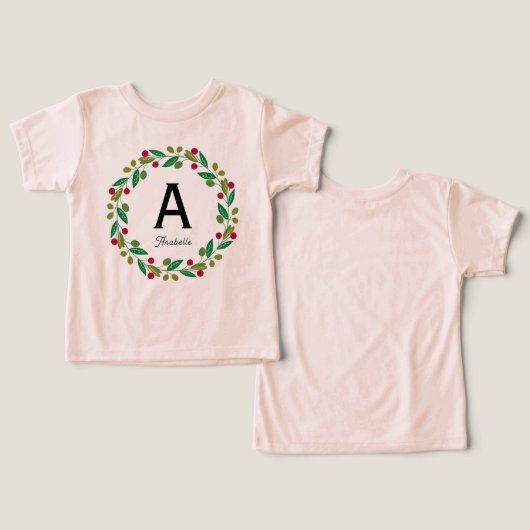 Monogram initiaal - Roze Kerstkrans (Ontwerp Voorkant & Achterkant)