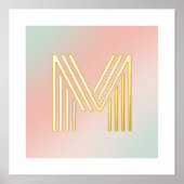 Monogram initiaal roze mint groene gradiënt folie afdrukken (Voorkant)