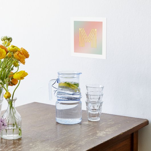 Monogram initiaal roze mint groene gradiënt folie afdrukken (Laag (Keuken))