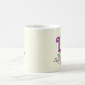 Monogram Initiaal Roze Paarse Bloemen Custom Name Koffiemok (Center)