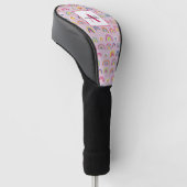 Monogram Initiaal Roze regenboog Golf Hoesje Golfheadcover (Schuin)