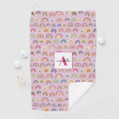 Monogram Initiaal Roze regenbooghanddoek Golfhanddoek (Insitu)
