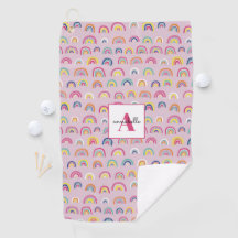 Monogram Initiaal Roze regenbooghanddoek