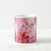 Monogram Initiaal Roze rood Violet Harten Sjabloon Koffiemok (Center)