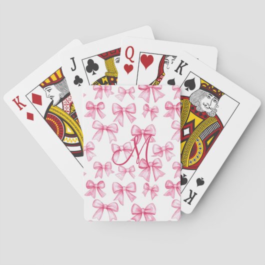 Monogram Initiaal Roze Strik Coquette Esthetisch C Pokerkaarten (Achterkant)