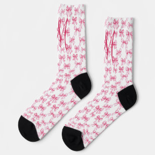 Monogram Initiaal Roze Strik Coquette Esthetisch C Sokken