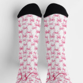 Monogram Initiaal Roze Strik Coquette Esthetisch C Sokken (Top)