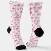 Monogram Initiaal Roze Strik Coquette Esthetisch C Sokken (Gebogen)