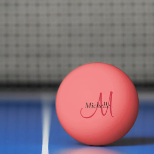 Monogram Initiaal Roze Trendy Moderne Sjabloon Pingpongbal