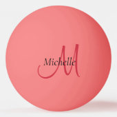 Monogram Initiaal Roze Trendy Moderne Sjabloon Pingpongbal (Voorkant)