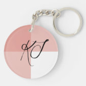 Monogram Initiaal Roze Wit Acryl Sleutelhanger (Achterkant)
