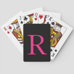 Monogram Initiaal Roze Zwart Cute Meisjesachtig Ca Pokerkaarten