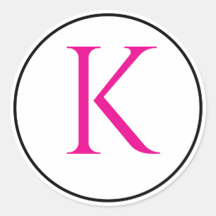 Monogram Initiaal Roze Zwart Wit Eenvoudig Minimaa Ronde Sticker