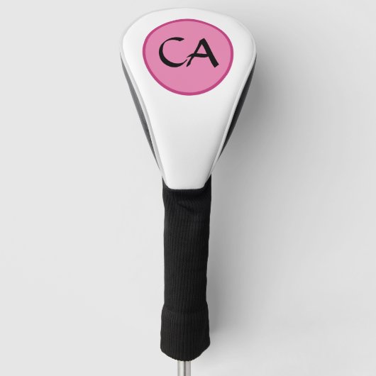 Monogram Initiaal Roze zwarte typografie Golfheadcover (Voorkant)