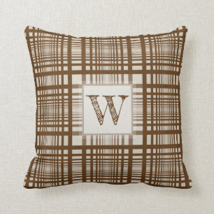 Monogram Initiaal Rustic Boho Brown Tan Plays Kussen
