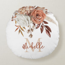 Monogram Initiaal Rustic Terracotta Florals