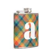 Monogram Initiaal Rustieke Trouw Tartan Plaid Heupfles (Rechts)