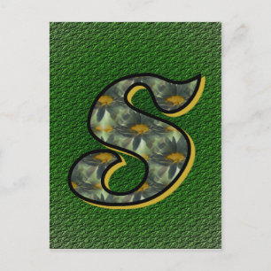 Monogram Initiaal S Black Daisies Briefkaart