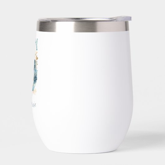 Monogram Initiaal S Blue Floral Waterverf Gift Haa (Links)