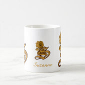 Monogram Initiaal S Elegante Gouden Pioen Personal Koffiemok (Center)