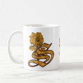 Monogram Initiaal S Elegante Gouden Pioen Personal Koffiemok (Links)