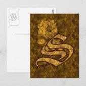 Monogram Initiaal S Elegante Gouden Pioen Roos Briefkaart (Voorkant / Achterkant)