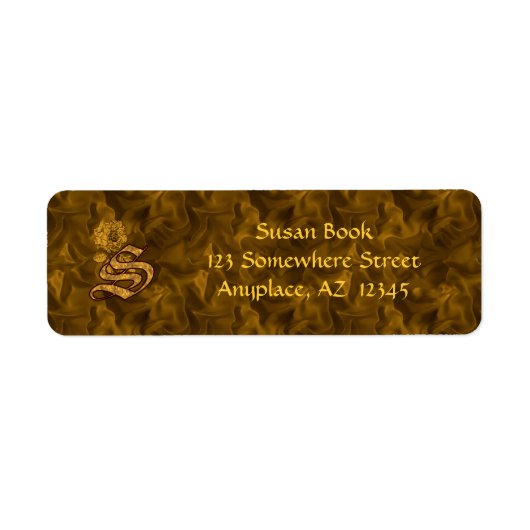 Monogram Initiaal S Goud Pioen Retouradres  Etiket (Voorkant)