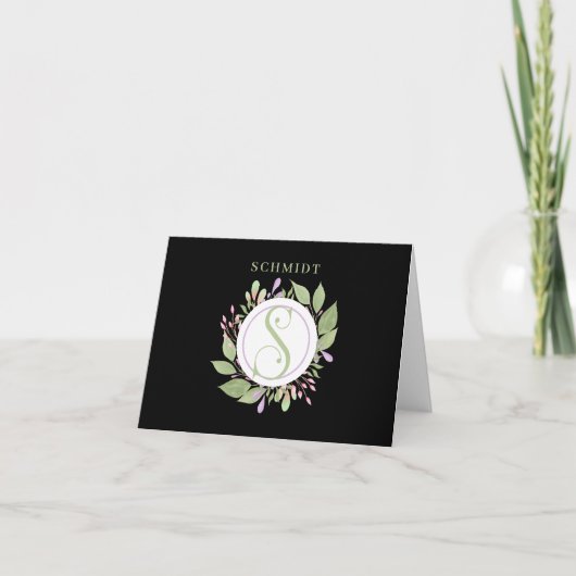 Monogram Initiaal S, rondbotanisch Lijst, Bedankkaart (Voorkant)