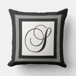 Monogram Initiaal S zwart wit Buitenkussen